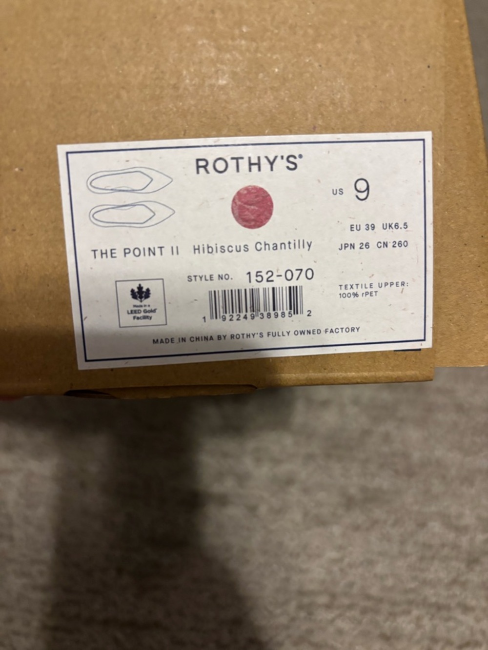New Rothy's Pink Patterned “The Point II” Flats - Picture 4 of 5